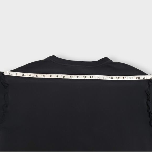 Evereve Sophia Ruffle Sleeve Crewneck Sweatshirt Black Sz Lg Boxy Minimalist - Picture 10 of 11